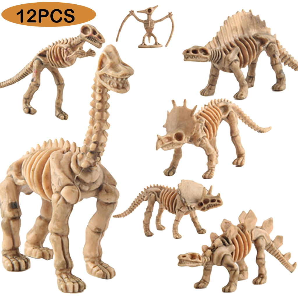 Ke1Clo 12PCS Dinosaur Fossil Skeletons, Assorted Dinosaur Skeleton Toys Small Dinosaur Figures Plastic Dinosaur Party Favors